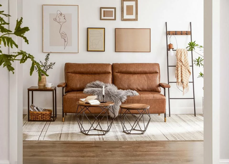 VASAGLE Beistelltisch »LET040B01«, 2er Set Couchtische, robust, Stahlrahmen, Ø 50cm, 40cm, vintage 3 VASAGLE Beistelltisch »LET040B01«, 2er Set Couchtische, robust, Stahlrahmen, Ø 50cm, 40cm, vintage – Bild 2