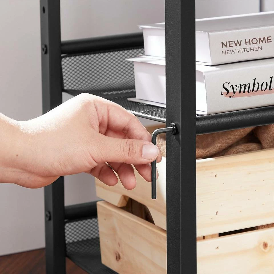 VASAGLE Beistelltisch »LET23X«, Beistelltisch, Nachttisch, mit 2 verstellbaren Gitterablagen, Industrie-Design 8 VASAGLE Beistelltisch »LET23X«, Beistelltisch, Nachttisch, mit 2 verstellbaren Gitterablagen, Industrie-Design – Bild 6