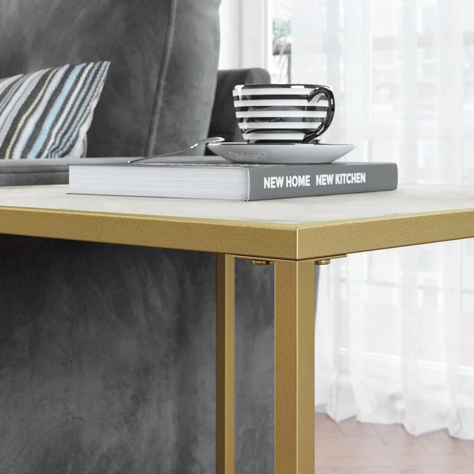 VASAGLE Beistelltisch »LGT030W01 LGT030A01«, Couchtisch mit 2 Ebenen, aus Hartglas, Gold-Transparent 16 VASAGLE Beistelltisch »LGT030W01 LGT030A01«, Couchtisch mit 2 Ebenen, aus Hartglas, Gold-Transparent – Bild 14