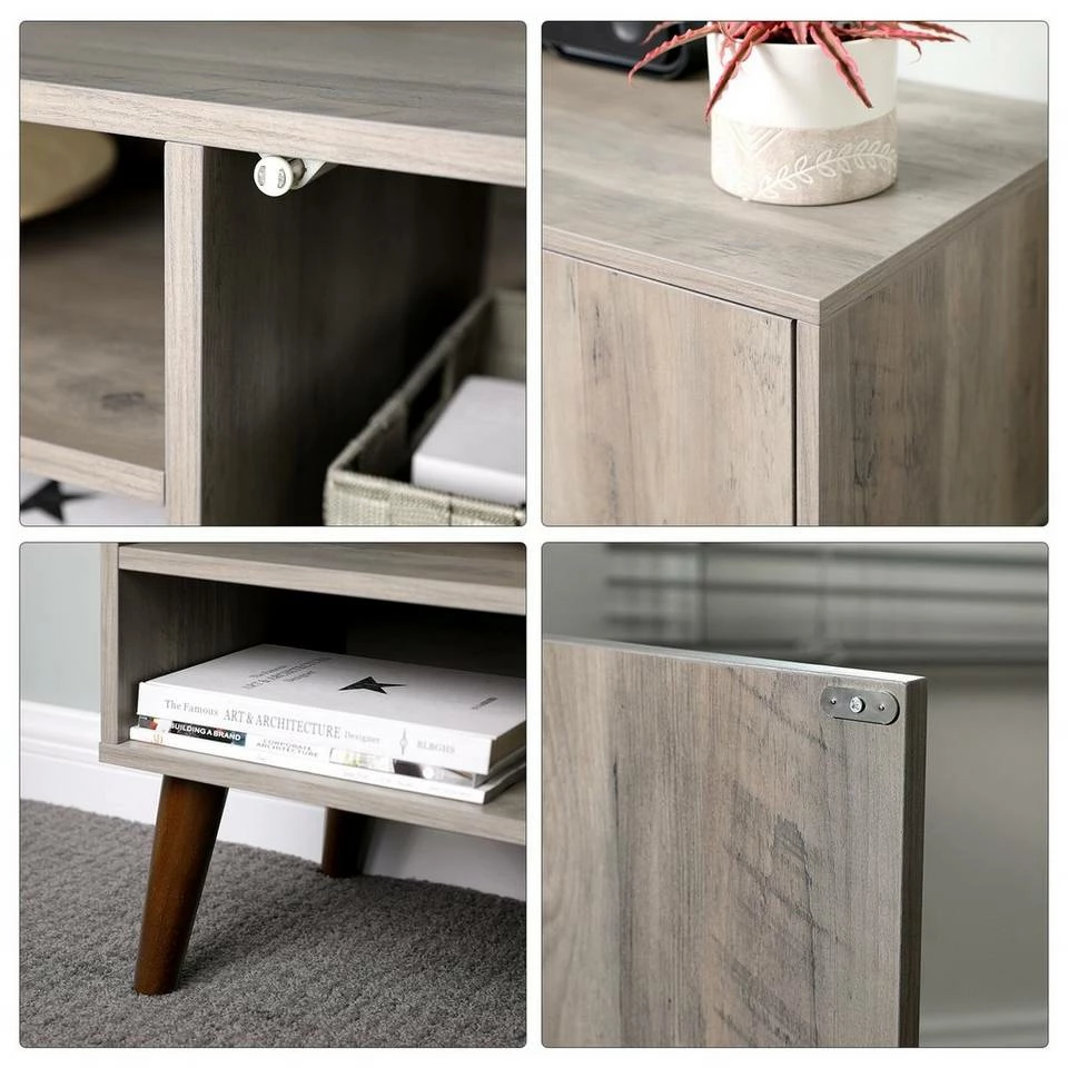 VASAGLE Lowboard »LTV09 LTV120«, Retro TV-Regal, Fernsehtisch, Fernsehschrank, 110/120 x 40 x 49 cm Greige, Vintage, Weiß 7 VASAGLE Lowboard »LTV09 LTV120«, Retro TV-Regal, Fernsehtisch, Fernsehschrank, 110/120 x 40 x 49 cm Greige, Vintage, Weiß – Bild 5