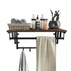 VASAGLE Wandgarderobe »LCR12BX LCR11BX«, Wandregal mit 5 Haken und Ablage, vintage -Vasagleaus Geschaft 974e54a5 b8da 47a3 9874 b30a0d754662