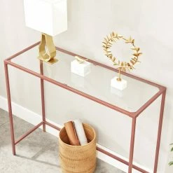 VASAGLE Konsolentisch »LGT26G LGT026A02 LGT026B01«, Beistelltisch, Sofatisch stabil, Glastisch, Wohnzimmer Ros&eacute;gold, Goldfarben, Schwarz -Vasagleaus Geschaft 9757abf9 edc6 4c69 acb1 787d25287672