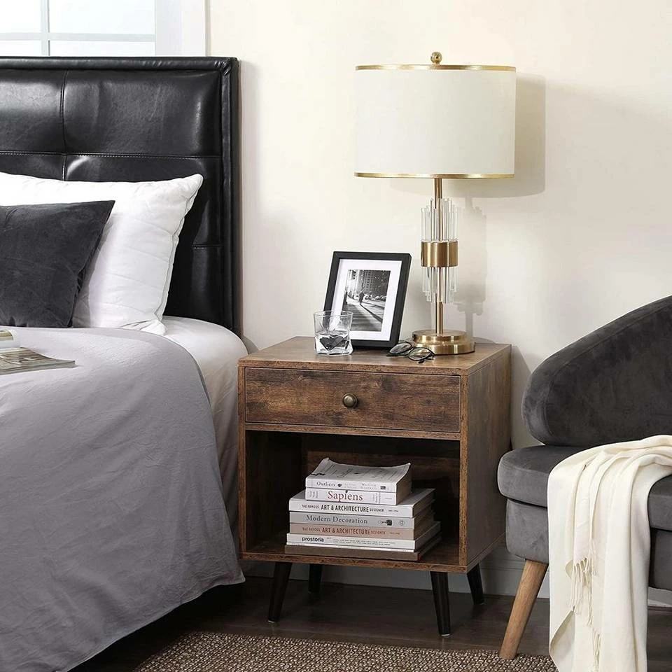 VASAGLE Nachttisch »LET71BX«, Nachttisch, Kleiner Beistelltisch, Beine aus Kiefernholz, vintage 4 VASAGLE Nachttisch »LET71BX«, Nachttisch, Kleiner Beistelltisch, Beine aus Kiefernholz, vintage – Bild 2