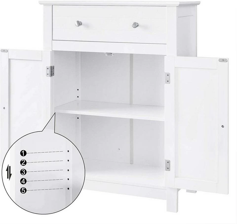 VASAGLE Badkommode »BBC61«, Badezimmerschrank, mit Schublade und verstellbarem Zwischenfach, Landhausstil, 60 x 30 x 80 cm, weiß 10 VASAGLE Badkommode »BBC61«, Badezimmerschrank, mit Schublade und verstellbarem Zwischenfach, Landhausstil, 60 x 30 x 80 cm, weiß – Bild 8