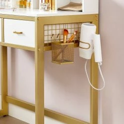 VASAGLE Schminktisch »RVT014A10 RVT014B01«, Frisiertisch, Kosmetiktisch mit Hocker, 10 LED-Glühbirnen, einstellbare Helligkeit Vintagebraun-Schwarz, Weiß-gold 33 VASAGLE Schminktisch »RVT014A10 RVT014B01«, Frisiertisch, Kosmetiktisch mit Hocker, 10 LED-Glühbirnen, einstellbare Helligkeit Vintagebraun-Schwarz, Weiß-gold -Vasagleaus Geschaft 98c32175 3602 4d98 9a73 0afb1bfad8eb