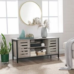 VASAGLE Lowboard »LTV43BX / MB«, TV-schrank, Fernsehtisch, mit 2 Schränken und 2 Regalebenen, 110 x 40 x 50 cm, Industrie-Design Greige-Schwarz, Vintage -Vasagleaus Geschaft 9a3edeae 62bb 442a a16c 0904d1e277a8