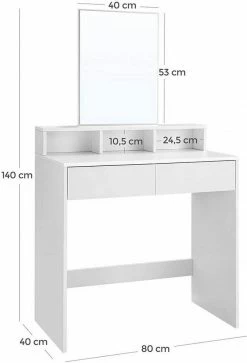 VASAGLE Schminktisch »RDT113W01«, Frisiertisch,Kosmetiktisch mit Spiegel und 2 Schubladen,weiß -Vasagleaus Geschaft 9b9594e7 153b 45f7 b669 50df796ab3a6