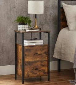 VASAGLE Nachttisch »LET521B01«, Beistelltisch, mit 2 Schubladen, Industrie-Design, vintage