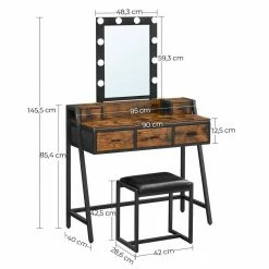 VASAGLE Schminktisch »RVT015B01«, Frisiertisch, Kosmetiktisch, mit Hocker und Spiegel, 10 LED-Glühbirnen, vintage 19 VASAGLE Schminktisch »RVT015B01«, Frisiertisch, Kosmetiktisch, mit Hocker und Spiegel, 10 LED-Glühbirnen, vintage -Vasagleaus Geschaft a15a17f6 fabf 4f76 a5c3 d6b8424a1dc9