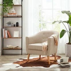 VASAGLE Relaxliege »LAC005G01 LAC005M01«, Loungesessel, mit Sitzkissen, Beine aus Massivholz, modern, für Wohnzimmer, Büro Beige, Grau -Vasagleaus Geschaft a1e63be1 e8cc 40fd 8853 934c277157e9