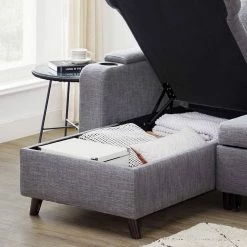 VASAGLE Schlafsofa »LCS801«, Bettsofa mit Stauraum, Ecksofa, mit Becherhalter, einfache Montage, 223 x 142 x 88 cm (L x B x H), modern Dunkelgrau, Hellgrau -Vasagleaus Geschaft a20ac2c3 884f 43a9 bdb1 39c04ef2f906