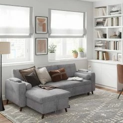 VASAGLE Schlafsofa »LCS801«, Bettsofa mit Stauraum, Ecksofa, mit Becherhalter, einfache Montage, 223 x 142 x 88 cm (L x B x H), modern Dunkelgrau, Hellgrau -Vasagleaus Geschaft a2cc3532 2965 40dc a580 c837817257f5