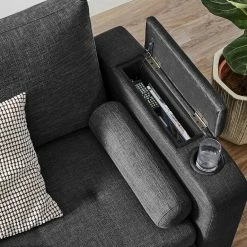 VASAGLE Schlafsofa »LCS801«, Bettsofa mit Stauraum, Ecksofa, mit Becherhalter, einfache Montage, 223 x 142 x 88 cm (L x B x H), modern Dunkelgrau, Hellgrau -Vasagleaus Geschaft a5d51622 bfc0 4a08 9124 ffc1d2f2107a
