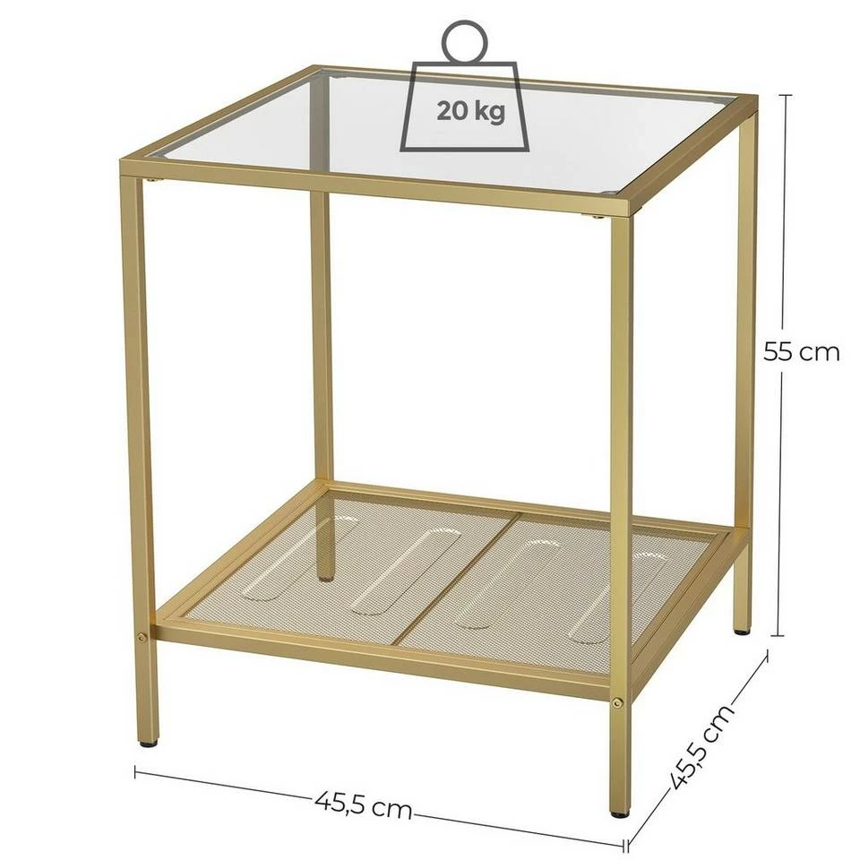 VASAGLE Beistelltisch »LGT030W01 LGT030A01«, Couchtisch mit 2 Ebenen, aus Hartglas, Gold-Transparent 12 VASAGLE Beistelltisch »LGT030W01 LGT030A01«, Couchtisch mit 2 Ebenen, aus Hartglas, Gold-Transparent – Bild 10