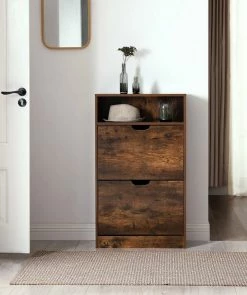 VASAGLE Schuhschrank »LBC040X01 LBC040W01« Schuhregal mit 2 Klappen und mit Zusatzfach, Schuhaufbewahrung, 60 x 24 x 102 cm Vintage, Weiß -Vasagleaus Geschaft a73b43e3 29ae 4a0b afba 4681b0e15b5d