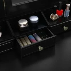 VASAGLE Schminktisch »RDT60WT RDT60BK«, Frisiertisch, Kosmetiktisch mit 3-teiliger Klappspiegel,mit Hocker Schwarz, Weiß 32 VASAGLE Schminktisch »RDT60WT RDT60BK«, Frisiertisch, Kosmetiktisch mit 3-teiliger Klappspiegel,mit Hocker Schwarz, Weiß -Vasagleaus Geschaft a90aebd6 0061 4cf2 8003 01b0b06714a9