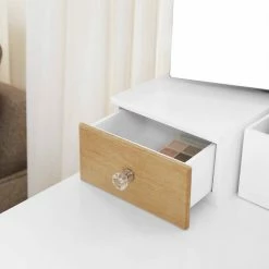 VASAGLE Schminktisch »RDT28K RDT28WT«, Frisiertisch, Kosmetiktisch mit Klappspiegel und 5 Schubladen, mit Hocker Natur, Weiß -Vasagleaus Geschaft aed5ae4f b94a 4fb3 87bf abdd0419d976