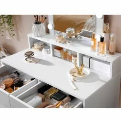 VASAGLE Schminktisch »RDT114W01«, Frisiertisch,Kosmetiktisch mit Spiegel und Glühbirnen, mit 2 Schubladen,weiß 15 VASAGLE Schminktisch »RDT114W01«, Frisiertisch,Kosmetiktisch mit Spiegel und Glühbirnen, mit 2 Schubladen,weiß -Vasagleaus Geschaft af00afab 7716 45dc 90a8 a8675a539e8d