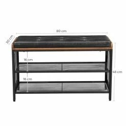 VASAGLE Schuhbank »LBS75X«, Schuhregal, schwarzes Kunstleder, 80 x 30 x 48 cm (L x B x H) -Vasagleaus Geschaft af6f52af fb84 43a7 a918 3bc47afe307a