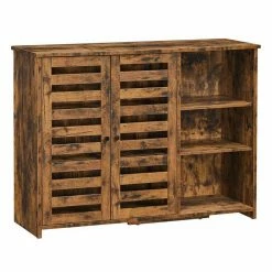 VASAGLE Kommode »LBF004X01«, Sideboard, Küchenschrank mit 2 Lamellentüren, freistehend, 100 x 35 x 75 cm, vintagebraun