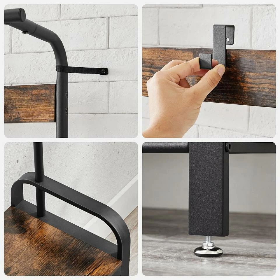 VASAGLE Garderobenständer »HSR400B01«, Garderobe, Schuhregal, mit Sitzfläche und 9 abnehmbaren Haken, 2 Gitterablagen 7 VASAGLE Garderobenständer »HSR400B01«, Garderobe, Schuhregal, mit Sitzfläche und 9 abnehmbaren Haken, 2 Gitterablagen – Bild 6