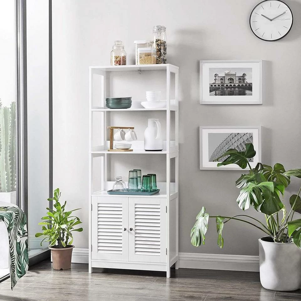 VASAGLE Badkommode »BBC82WT«, Badschrank, Bücherregal, 60 x 32,5 x 154 cm, mattweiß 4 VASAGLE Badkommode »BBC82WT«, Badschrank, Bücherregal, 60 x 32,5 x 154 cm, mattweiß – Bild 2