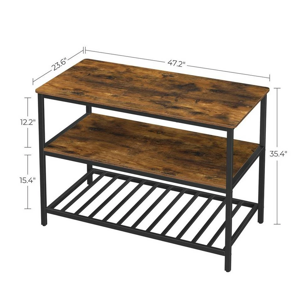 VASAGLE Küchenregal »KKI01BX«, Kücheninsel, mit 3 Regalablagen, großer Arbeitsplatte, vintagebraun-schwarz 8 VASAGLE Küchenregal »KKI01BX«, Kücheninsel, mit 3 Regalablagen, großer Arbeitsplatte, vintagebraun-schwarz – Bild 6