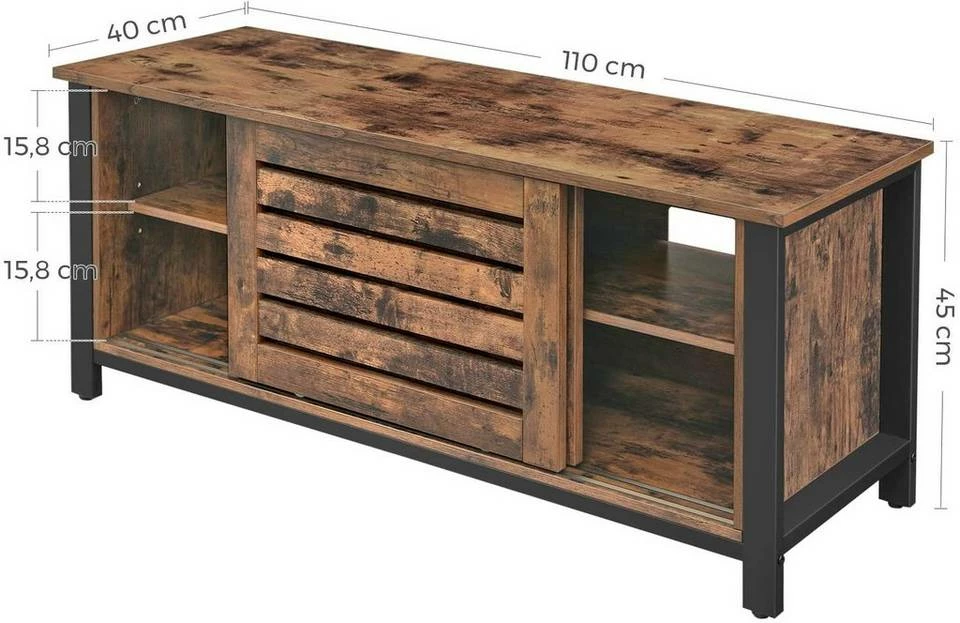 VASAGLE Lowboard »LTV41BX«, TV-Schrank für Fernseher bis 48 Zoll, Schuhschrank, Schiebetüren und verstellbarer Regalebene, Wohnzimmer, 110 x 40 x 45 cm 6 VASAGLE Lowboard »LTV41BX«, TV-Schrank für Fernseher bis 48 Zoll, Schuhschrank, Schiebetüren und verstellbarer Regalebene, Wohnzimmer, 110 x 40 x 45 cm – Bild 4