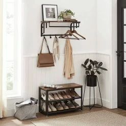 VASAGLE Wandgarderobe »LCR12BX LCR11BX«, Wandregal mit 5 Haken und Ablage, vintage -Vasagleaus Geschaft b97f4e6e 32c3 4c71 b166 6bcb2fe987ea