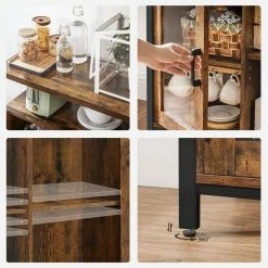 VASAGLE Vitrine »LSC095B01« Sideboard, Stauraumschrank, mit 2 transparenten Glastüren, Esszimmer, Flur, Holzoptik, Vintage -Vasagleaus Geschaft b9feecac f8f9 4241 85ac 690c0f1db056