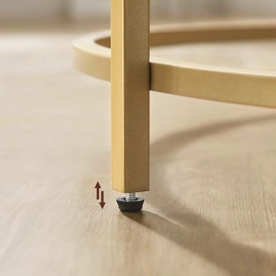 VASAGLE Couchtisch »LCT091A10«, Beistelltisch, Sofatisch, rund, mit goldfarbenem Stahlrahmen, modern, Ø 84 cm, weiß-goldfarben 9 VASAGLE Couchtisch »LCT091A10«, Beistelltisch, Sofatisch, rund, mit goldfarbenem Stahlrahmen, modern, Ø 84 cm, weiß-goldfarben – Bild 7