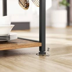 VASAGLE Standregal »KKS035/35«, Küchenregal mit Metallkorb, 6 S-Haken und Regalablagen, 90 x 40 x 132 cm, Industrie-Design Haselnussbraun-schwarz, Greige-schwarz, Vintage -Vasagleaus Geschaft bccb4975 416d 4094 b615 791c95754c84