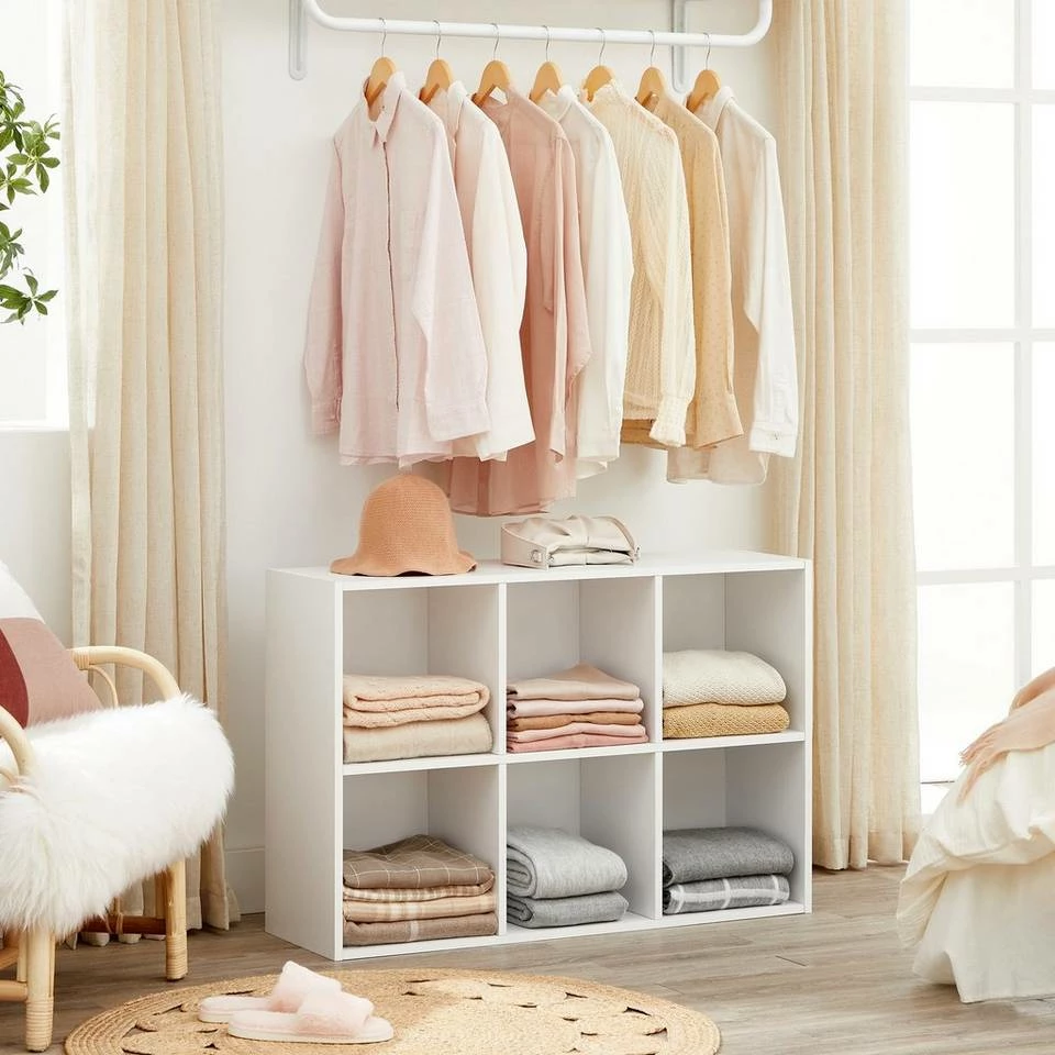 VASAGLE Raumteiler »LBC203 LBC24«, Würfelregal, Bücherschrank, freistehend, als Dekoration, Wohnzimmer, Schlafzimmer, Kinderzimmer Eiche Hell, Weiß, Vintage 5 VASAGLE Raumteiler »LBC203 LBC24«, Würfelregal, Bücherschrank, freistehend, als Dekoration, Wohnzimmer, Schlafzimmer, Kinderzimmer Eiche Hell, Weiß, Vintage – Bild 3