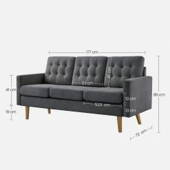 VASAGLE 3-Sitzer »LCS101«, Couch fürs Wohnzimmer, Polyester, 177 x 72 x 86 cm (L x B x H) Beige, Grau -Vasagleaus Geschaft bdfc23ce 1b89 4d43 b0ee 4e45fd54d9ff