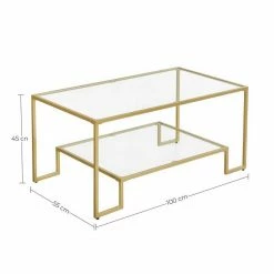 VASAGLE Couchtisch »LGT033A01«, Beistelltisch, 2 Ablagen aus Hartglas, Dekoration mit Stauraum, modernes Design, 100 x 55 x 45 cm, goldfarben -Vasagleaus Geschaft bf932bab 5359 4d63 bf56 2bf77a10ae3a