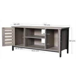 VASAGLE Lowboard »LTV43BX / MB«, TV-schrank, Fernsehtisch, mit 2 Schränken und 2 Regalebenen, 110 x 40 x 50 cm, Industrie-Design Greige-Schwarz, Vintage -Vasagleaus Geschaft c05b0ffb bd38 4cf7 a8b3 24cdb26993db