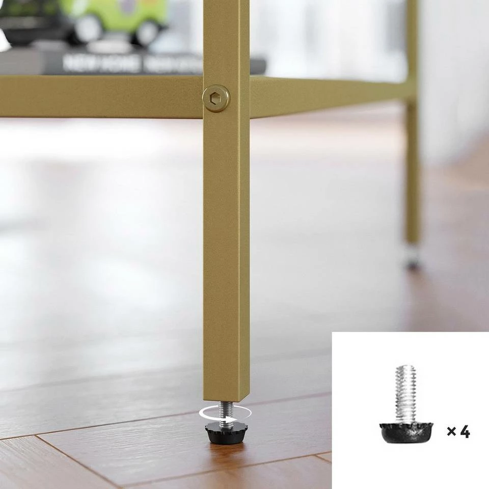 VASAGLE Couchtisch »LGT21G«, Beistelltisch, Glastisch, Sofatisch mit Metallgestell, Hartglas, Ø 84 cm, rund, stabil Gold, Schwarz 24 VASAGLE Couchtisch »LGT21G«, Beistelltisch, Glastisch, Sofatisch mit Metallgestell, Hartglas, Ø 84 cm, rund, stabil Gold, Schwarz – Bild 22