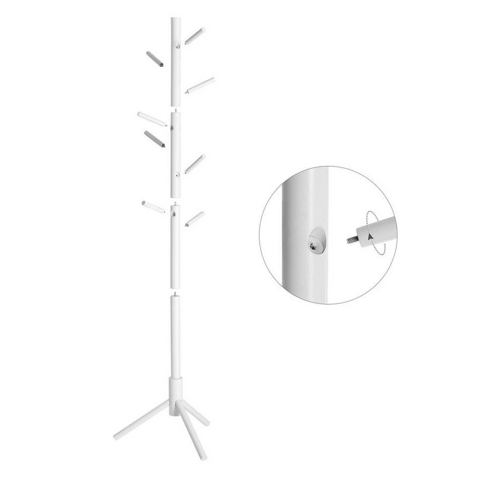 VASAGLE Garderobenständer »RCR04WT«, Kleiderständer aus Massivholz, in Baumform, mit 8 Haken, für Kleidung, Hüte, Taschen, Flur, Eingangsbereich, weiß 6 VASAGLE Garderobenständer »RCR04WT«, Kleiderständer aus Massivholz, in Baumform, mit 8 Haken, für Kleidung, Hüte, Taschen, Flur, Eingangsbereich, weiß – Bild 4
