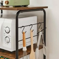 VASAGLE Servierwagen »KKS022B01«, Beistelltisch, Metallregal, Küchenhelfer, mit Rollen, 3 Ablagen, und 6 Haken, Vintage-Look -Vasagleaus Geschaft ca10219c 2c37 4321 96d5 38c6cd192feb