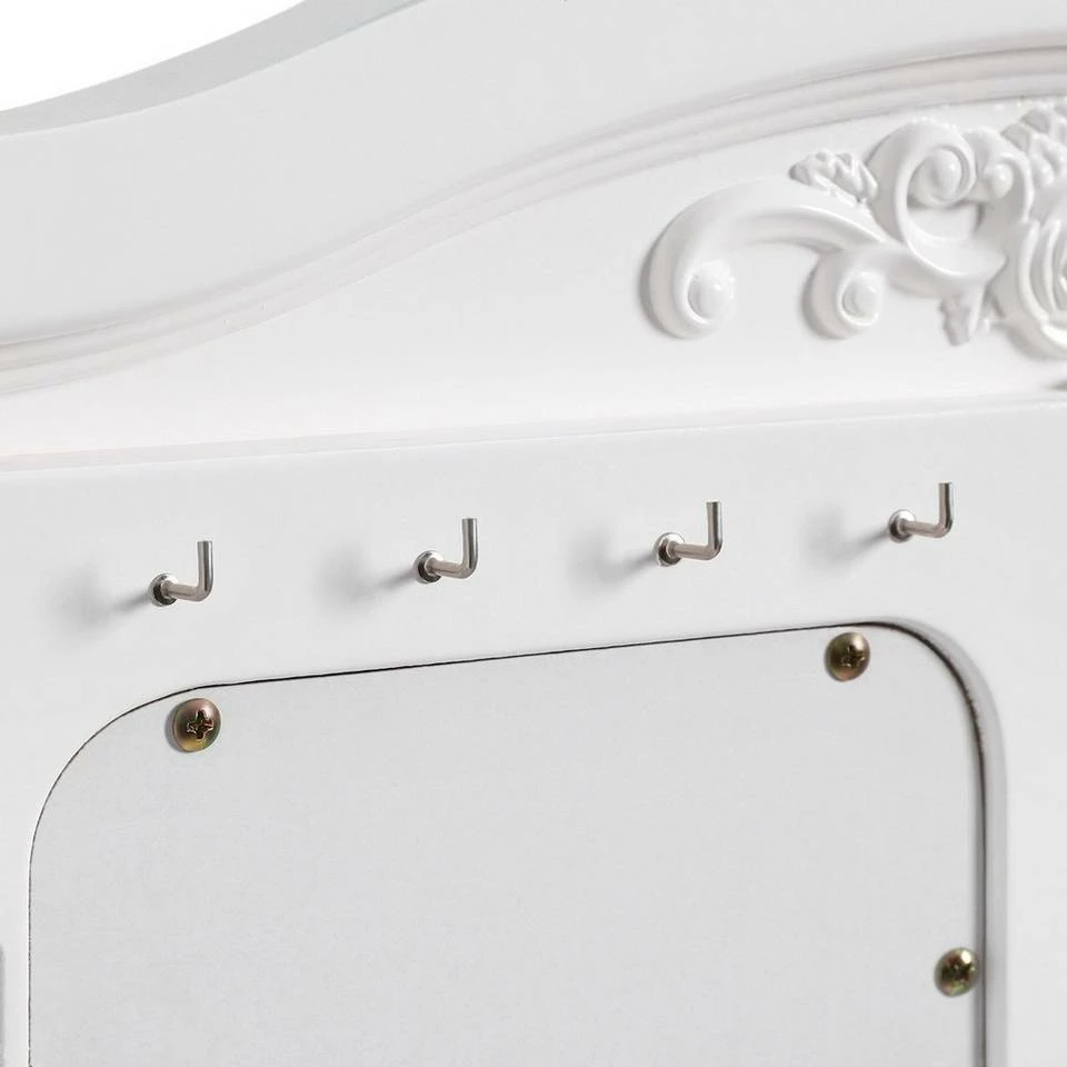 VASAGLE Schminktisch »RDT60WT RDT60BK«, Frisiertisch, Kosmetiktisch mit 3-teiliger Klappspiegel,mit Hocker Schwarz, Weiß 9 VASAGLE Schminktisch »RDT60WT RDT60BK«, Frisiertisch, Kosmetiktisch mit 3-teiliger Klappspiegel,mit Hocker Schwarz, Weiß – Bild 7