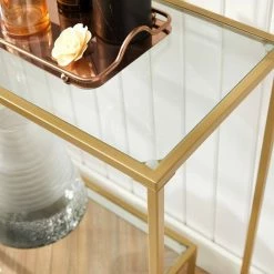 VASAGLE Konsolentisch »LGT023A01«, Beistelltisch, Stahlgestell, 100 x 35 x 80 cm, Wohnzimmer, goldfarben -Vasagleaus Geschaft cd5af111 49ab 4d6e 934d 393377cc0efa