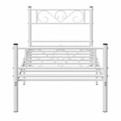 VASAGLE Metallbett »RMB061 RMB063«, Einzelbett, Doppelbett, mit Lattenrost und Bettgestell, für kleine Räume, Gästebett Schwarz, Wei&szlig; -Vasagleaus Geschaft ce099543 5a39 4543 b6a7 710203a98a20