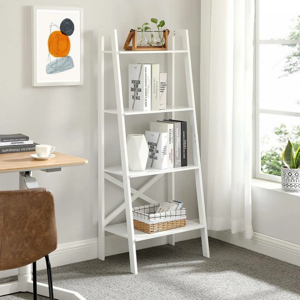 VASAGLE Standregal »LLS200N01 LLS200W01«, Bücherregal, Leiterregal mit 4 Ebenen Natur, Weiß 3 VASAGLE Standregal »LLS200N01 LLS200W01«, Bücherregal, Leiterregal mit 4 Ebenen Natur, Weiß