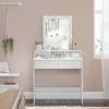 VASAGLE Schminktisch »RDT114W01«, Frisiertisch,Kosmetiktisch mit Spiegel und Glühbirnen, mit 2 Schubladen,weiß