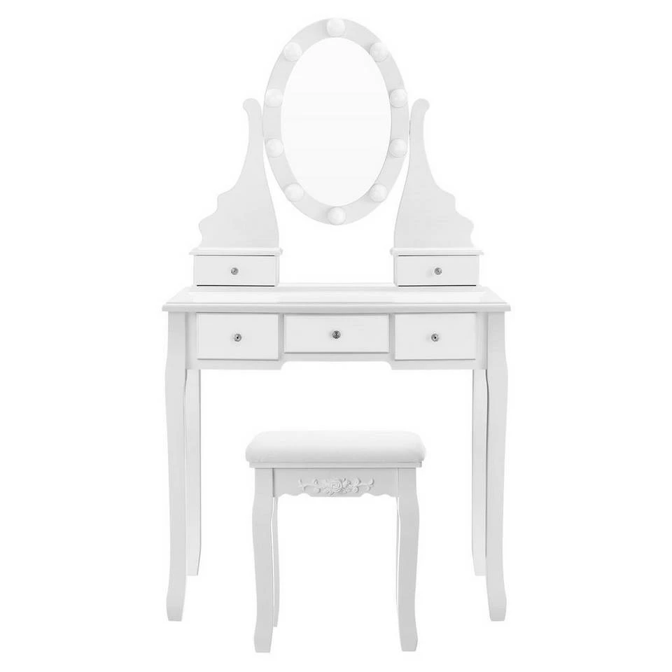 VASAGLE Schminktisch »RDT09WL«, Frisiertisch, Kosmetiktisch mit Beleuchtung, mit Spiegel und Hocker, 5 Schubladen 10 VASAGLE Schminktisch »RDT09WL«, Frisiertisch, Kosmetiktisch mit Beleuchtung, mit Spiegel und Hocker, 5 Schubladen – Bild 8