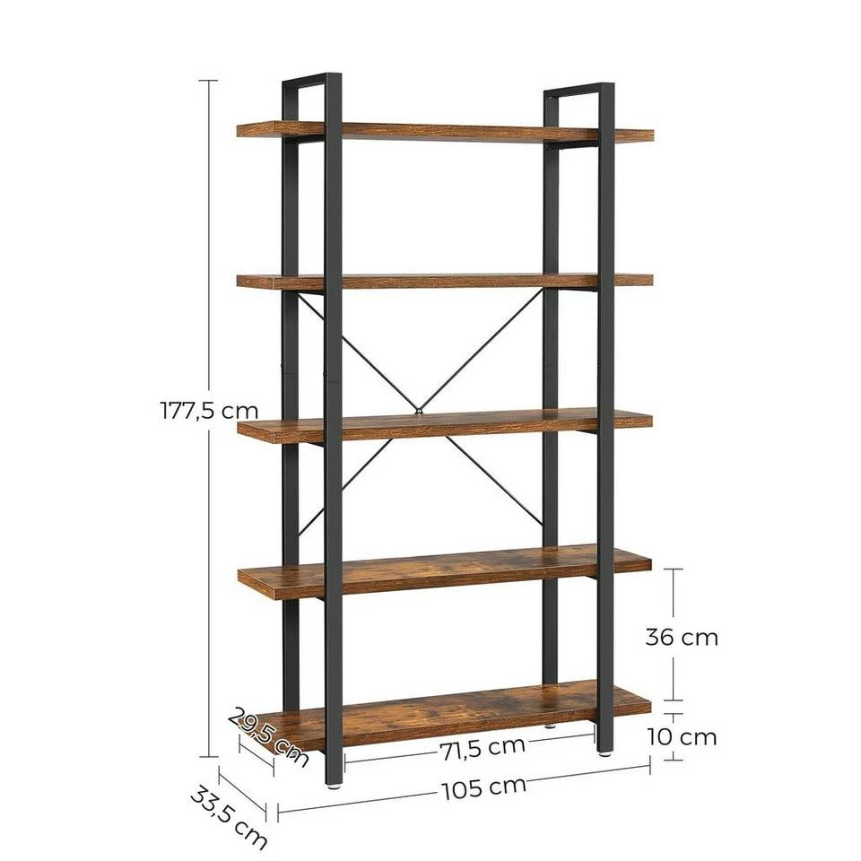 VASAGLE Bücherregal »LLS55BX LLS54BX LLS055B02«, stabiles Standregal, Wohnzimmerregal, vintage Greige-Schwarz 18 VASAGLE Bücherregal »LLS55BX LLS54BX LLS055B02«, stabiles Standregal, Wohnzimmerregal, vintage Greige-Schwarz – Bild 16