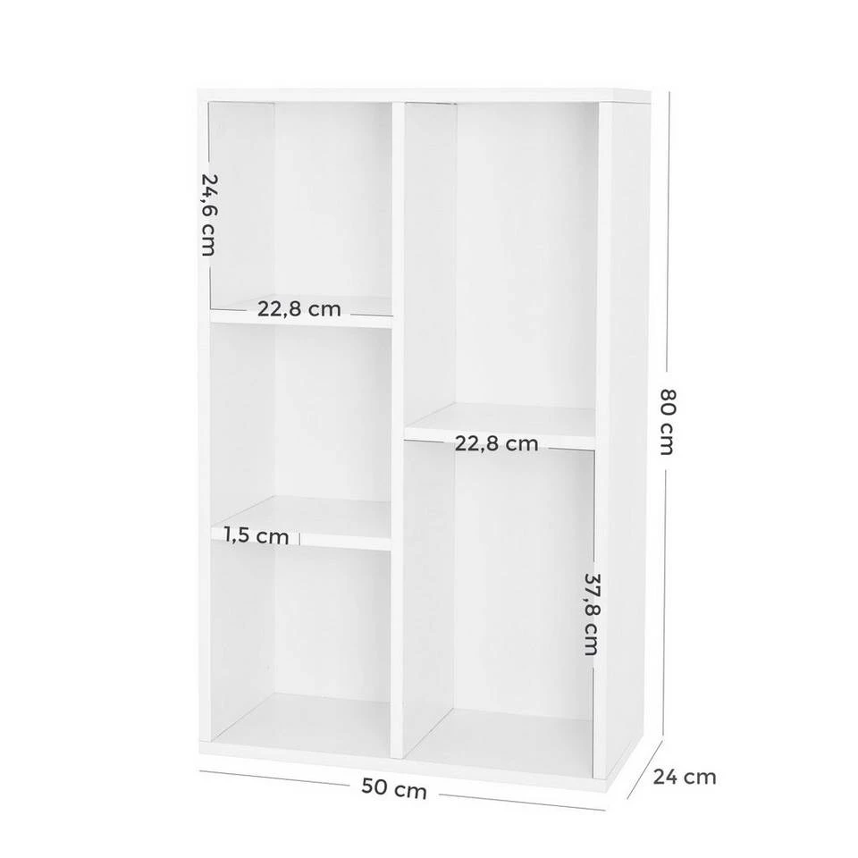 VASAGLE Bücherregal »LBC25WT LBC25NL«, Bücherschrank, 50 x 80 x 24 cm, eiche hell Natur, Weiß 13 VASAGLE Bücherregal »LBC25WT LBC25NL«, Bücherschrank, 50 x 80 x 24 cm, eiche hell Natur, Weiß – Bild 11