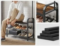 VASAGLE Garderobenständer »HSR400B01«, Garderobe, Schuhregal, mit Sitzfläche und 9 abnehmbaren Haken, 2 Gitterablagen 13 VASAGLE Garderobenständer »HSR400B01«, Garderobe, Schuhregal, mit Sitzfläche und 9 abnehmbaren Haken, 2 Gitterablagen -Vasagleaus Geschaft d2f08d2f b848 436d bbac 87b146f62e94