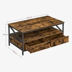 VASAGLE Couchtisch »LCT201B01«, Wohnzimmertisch, Sofatisch, mit Schubladen, X-förmige Streben, vintage 17 VASAGLE Couchtisch »LCT201B01«, Wohnzimmertisch, Sofatisch, mit Schubladen, X-förmige Streben, vintage -Vasagleaus Geschaft d4115d97 20a5 41ab 9105 0b4ff4caea2e