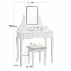 VASAGLE Schminktisch »RDT25WL«, Frisiertisch, Kosmetiktisch mit LED-Beleuchtung in 3 Farben, mit gepolstertem Hocker 17 VASAGLE Schminktisch »RDT25WL«, Frisiertisch, Kosmetiktisch mit LED-Beleuchtung in 3 Farben, mit gepolstertem Hocker -Vasagleaus Geschaft d556d377 35af 4679 8c4b 0ff03c14193e